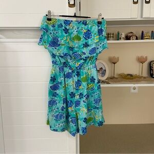 Vintage Tropical Strapless Beach Romper